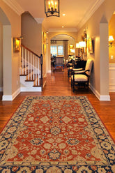 handmade Traditional Kafkaz Rust Blue Hand Knotted RECTANGLE 100% WOOL area rug 9 x 12